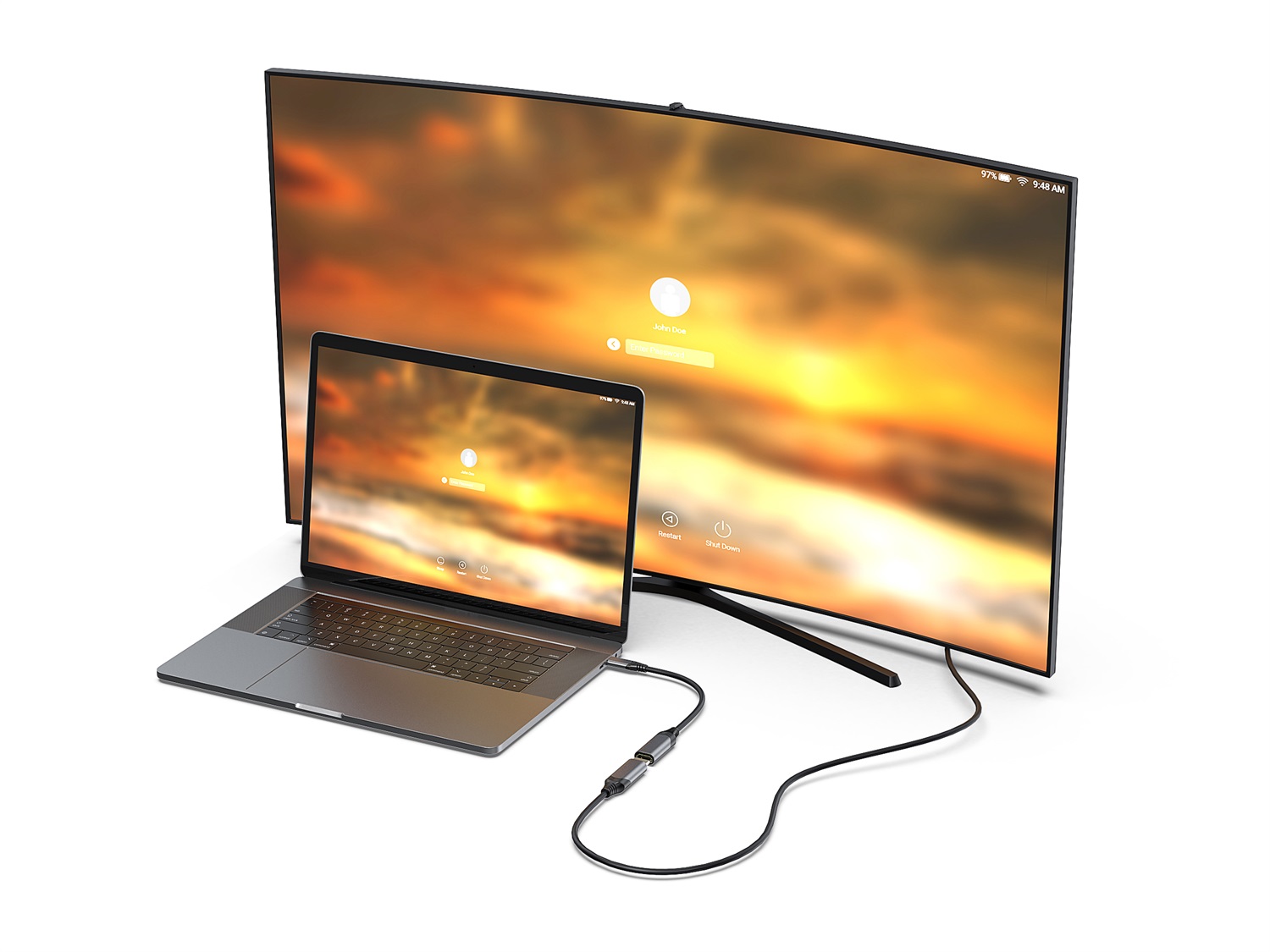 Equip 133492 Adattatore USB-C a HDMI 2.1, 0,15 m, 8K/30Hz, Compatibile Thunderbolt 3/4, Connettori Placcati in Oro