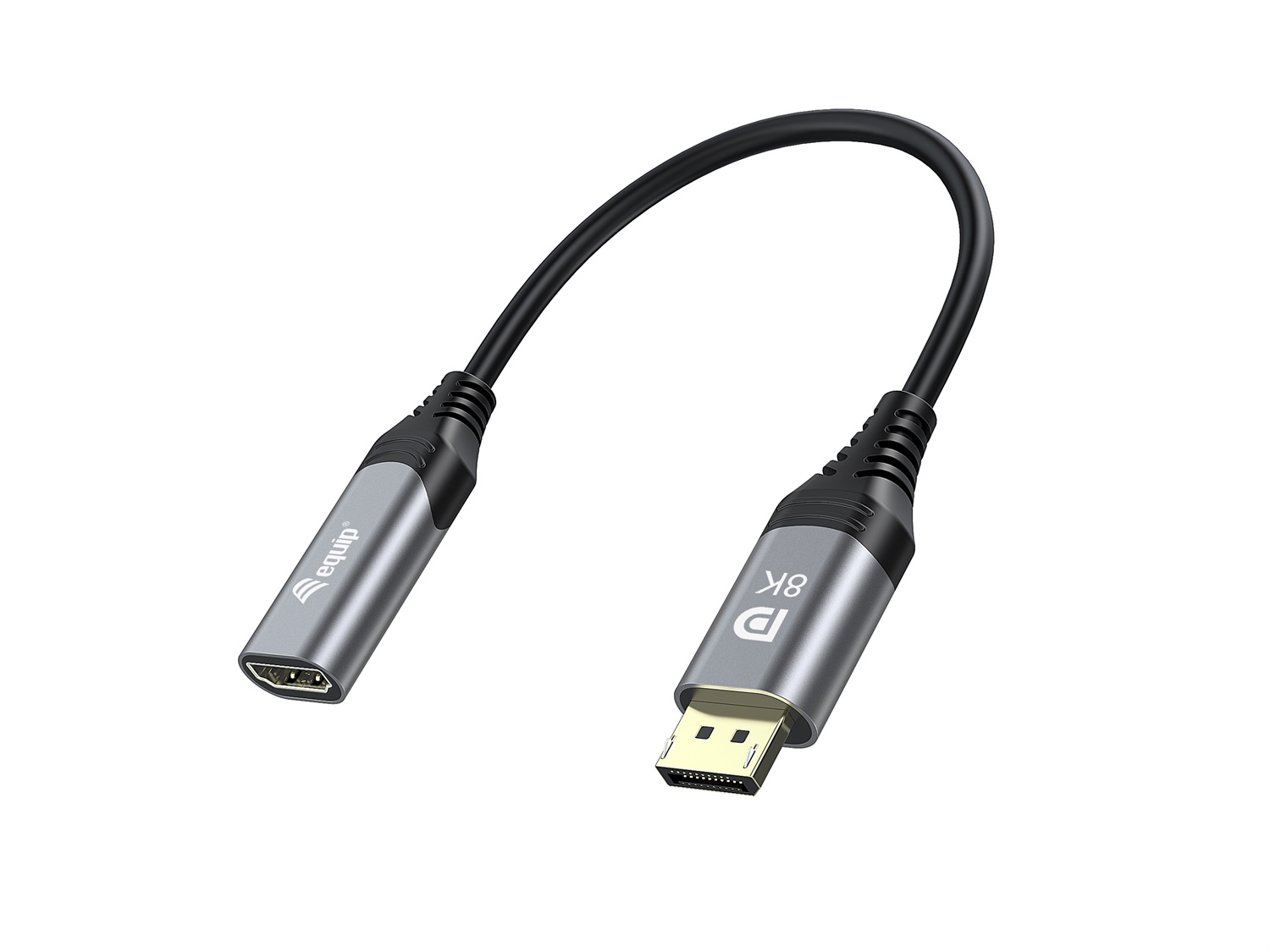Equip 133446 - Adattatore DisplayPort 1.4 a HDMI, 8K/60Hz, 0,15 m, Nero e Grigio