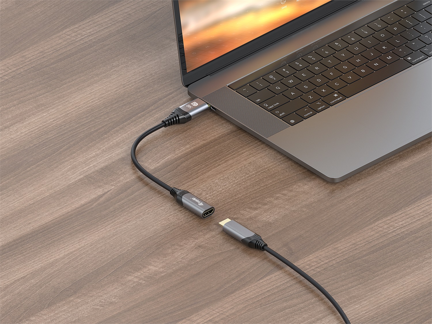 Equip 133446 - Adattatore DisplayPort 1.4 a HDMI, 8K/60Hz, 0,15 m, Nero e Grigio