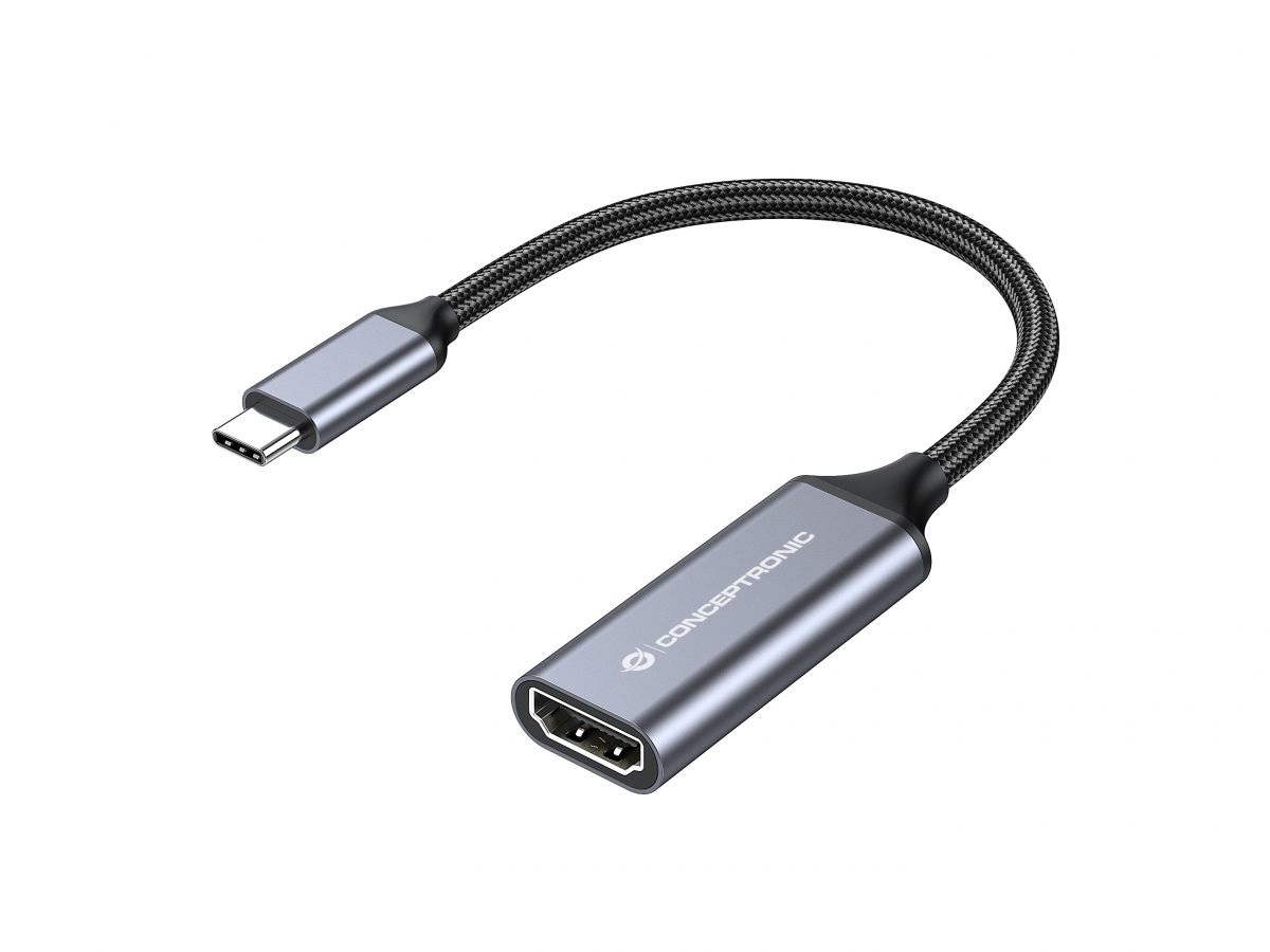 Conceptronic ABBY09G Adattatore USB-C a HDMI 4K 60Hz, 4096 x 2160 Pixel, Alloggiamento in Alluminio