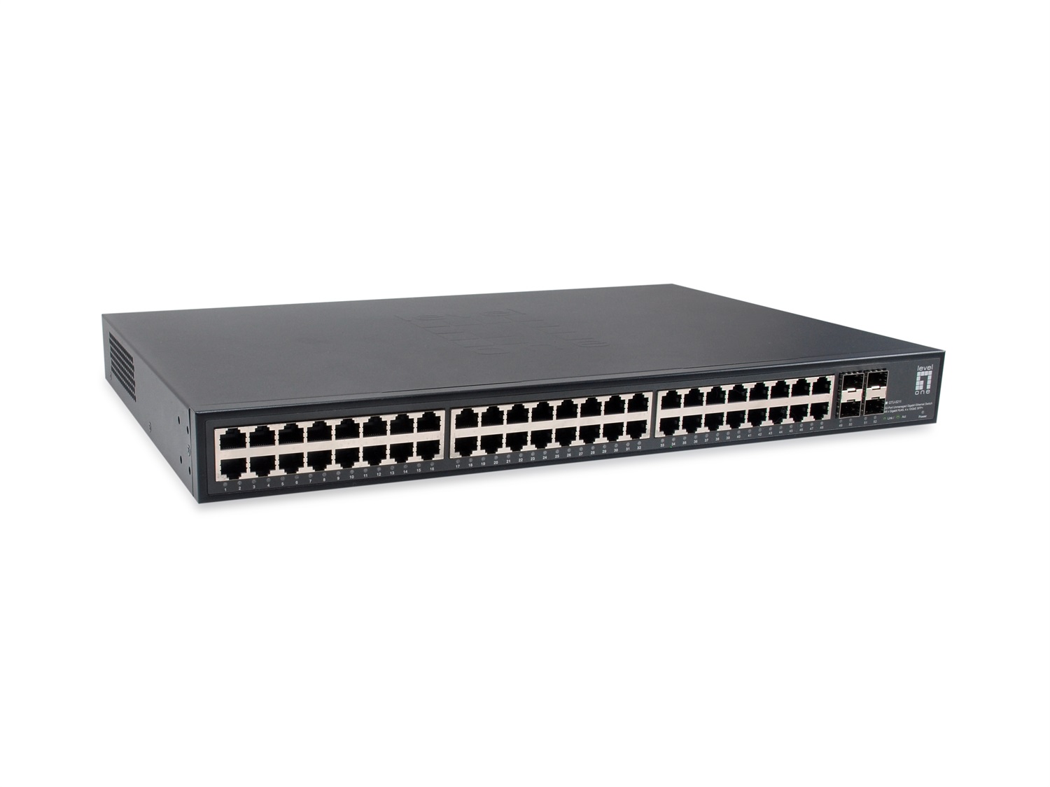 LevelOne GTU-5211 Switch di Rete Non Gestito Gigabit Ethernet 48 Porte RJ-45 4 SFP 10GbE, Full Duplex, Montaggio Rack