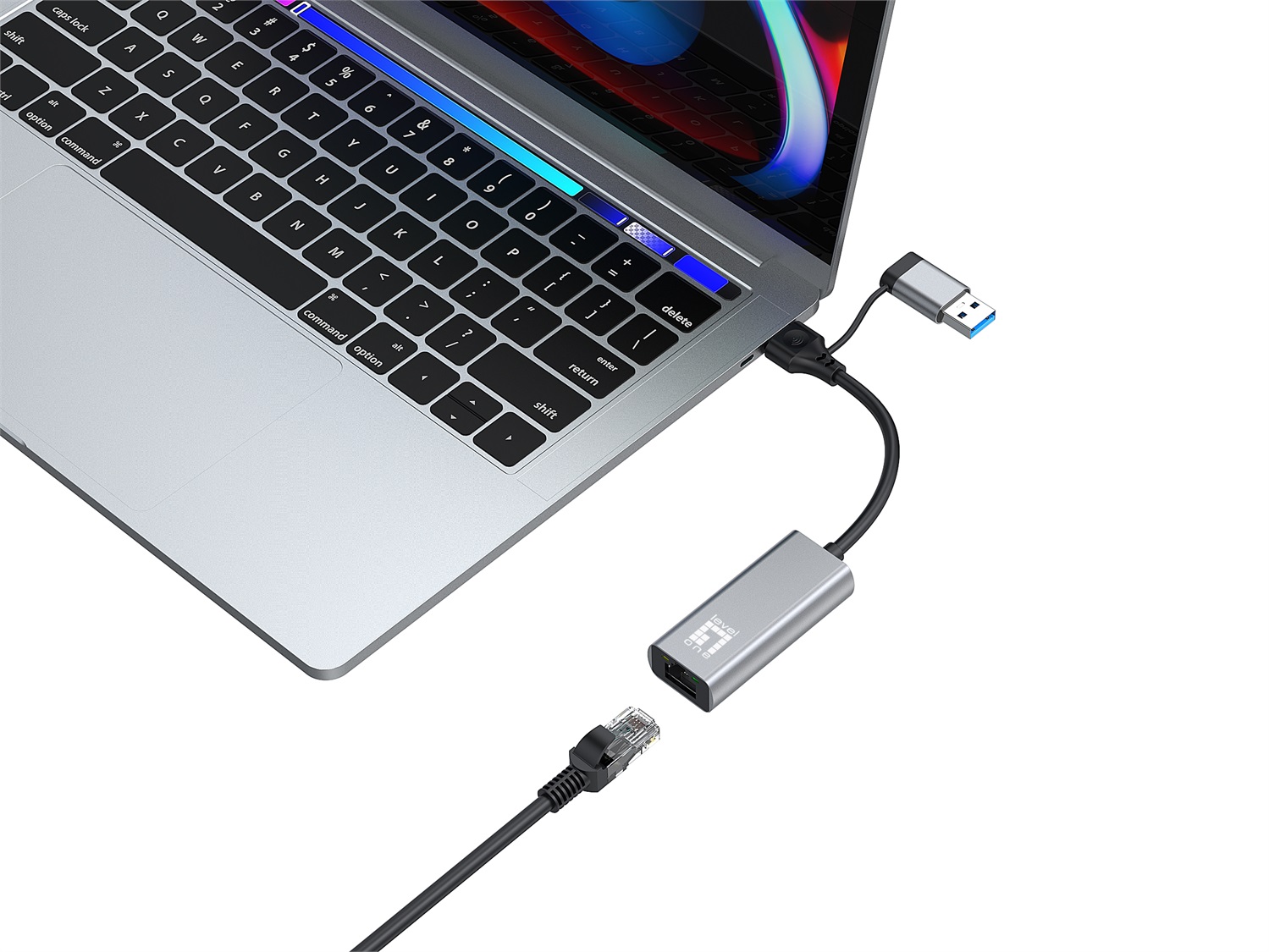 LevelOne USB-0423 - Adattatore di rete 2,5 Gigabit Ethernet 2 in 1 con USB-C e USB-A, Wake on LAN e Frame Jumbo 16K