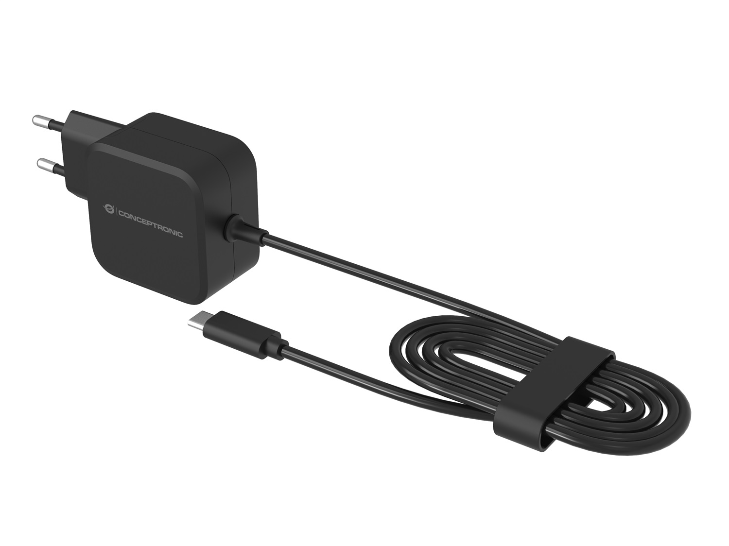 Conceptronic Caricatore USB PD GaN 67W con Cavo USB-C Integrato - Universale, Interno, Nero