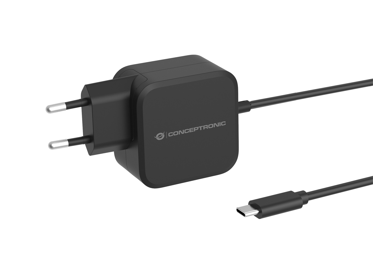 Conceptronic Caricatore USB PD GaN 67W con Cavo USB-C Integrato - Universale, Interno, Nero