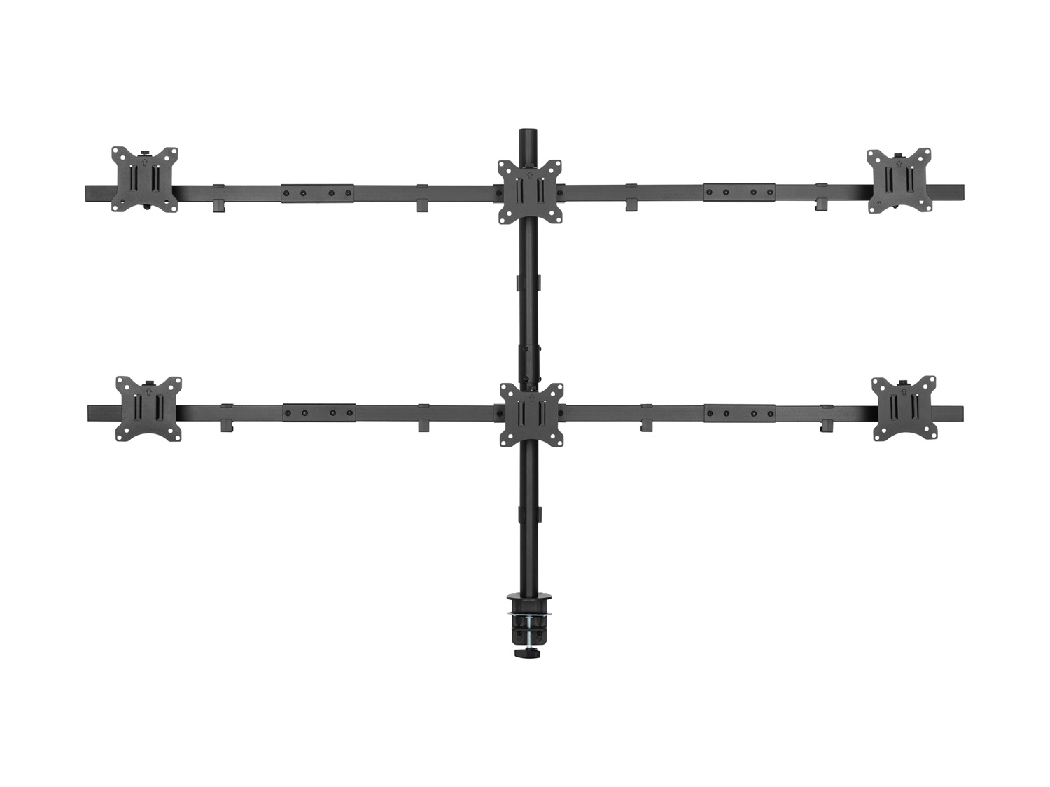 Equip 650160 Supporto da Tavolo Articolato per 6 Monitor 17-32 Pollici, Portata Massima 7 kg, Compatibilità VESA 100x100 mm, Nero