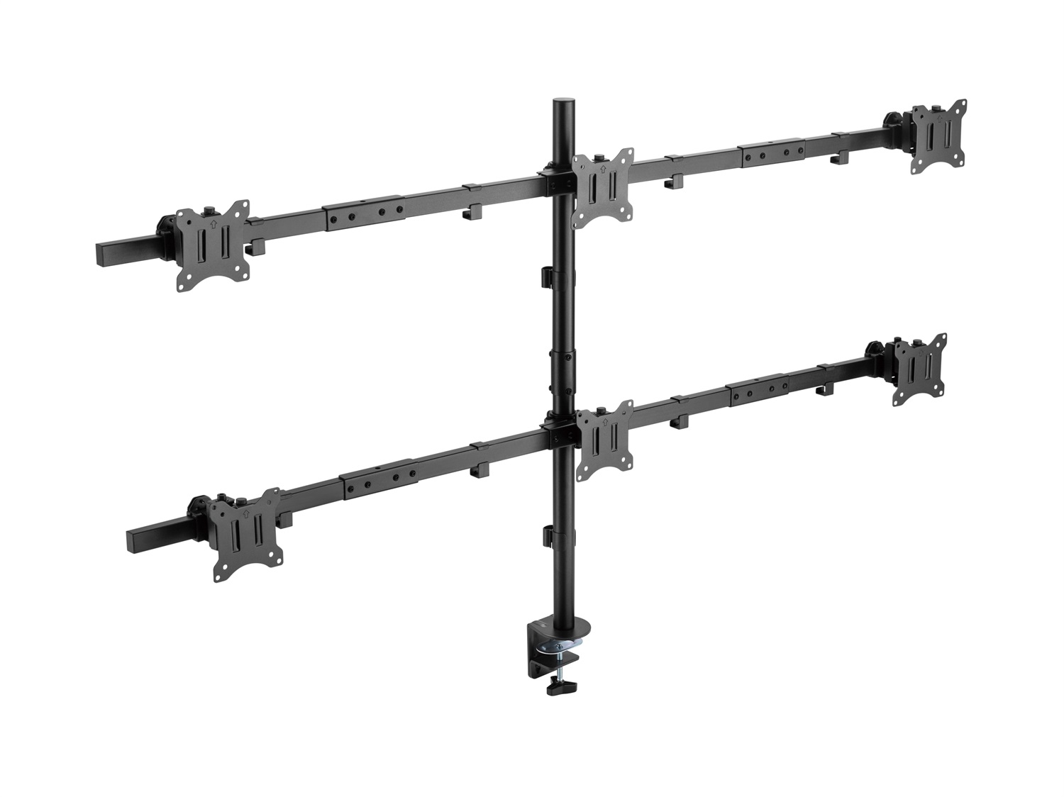 Equip 650160 Supporto da Tavolo Articolato per 6 Monitor 17-32 Pollici, Portata Massima 7 kg, Compatibilità VESA 100x100 mm, Nero