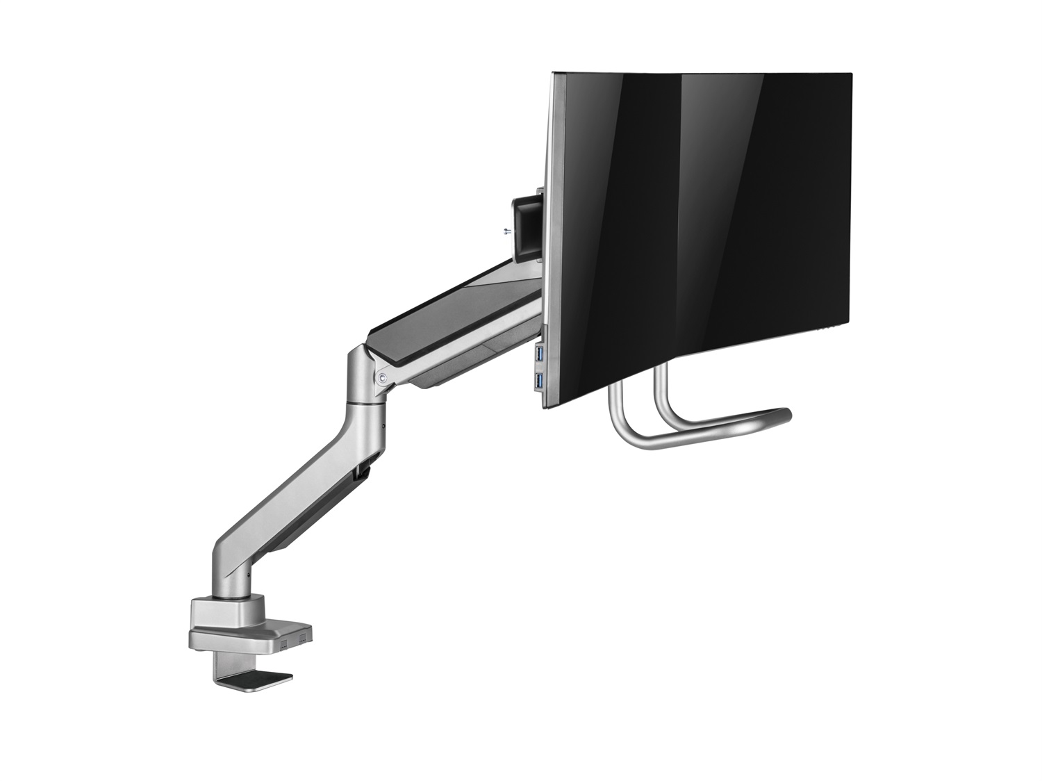 Equip 650161 Supporto da Scrivania per Doppio Monitor 17-32'' Nero - Portata Massima 18 kg, Compatibilità VESA 75x75 e 100x100