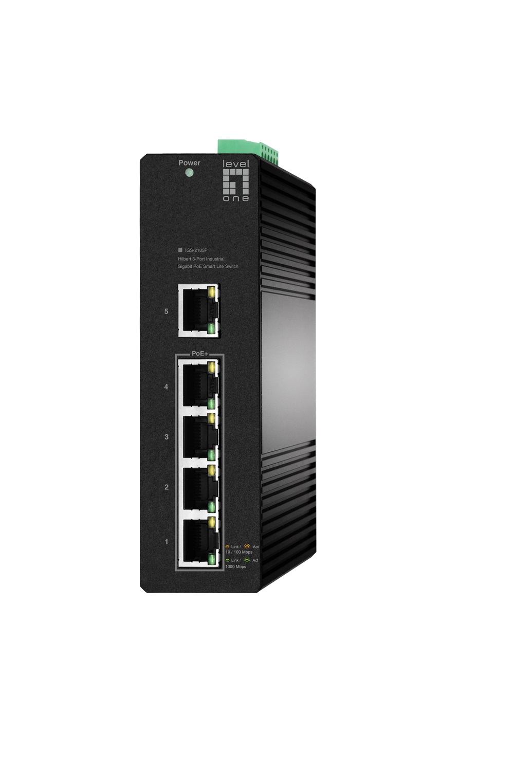 LevelOne IGS-2105P Switch di Rete Gestito L2 5 Porte Gigabit Ethernet (10/100/1000) con Supporto Power over Ethernet (PoE) - Nero