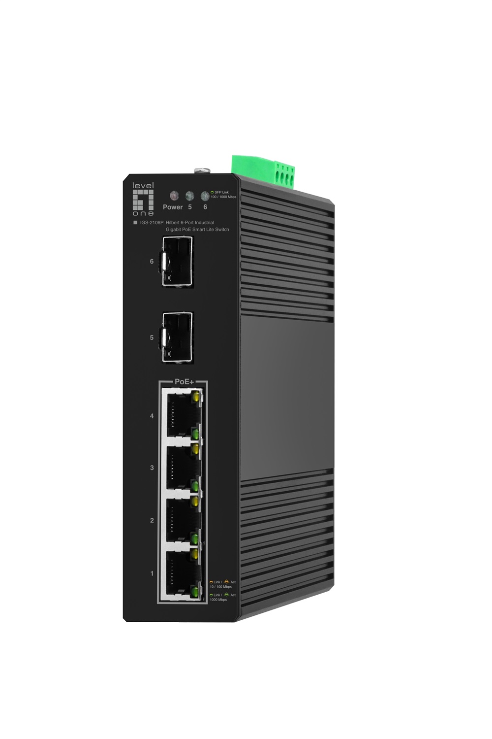 LevelOne IGS-2106P Switch di Rete Gestito L2 con 6 Porte Gigabit Ethernet (10/100/1000), Full Duplex e Supporto Power over Ethernet (PoE) - Nero