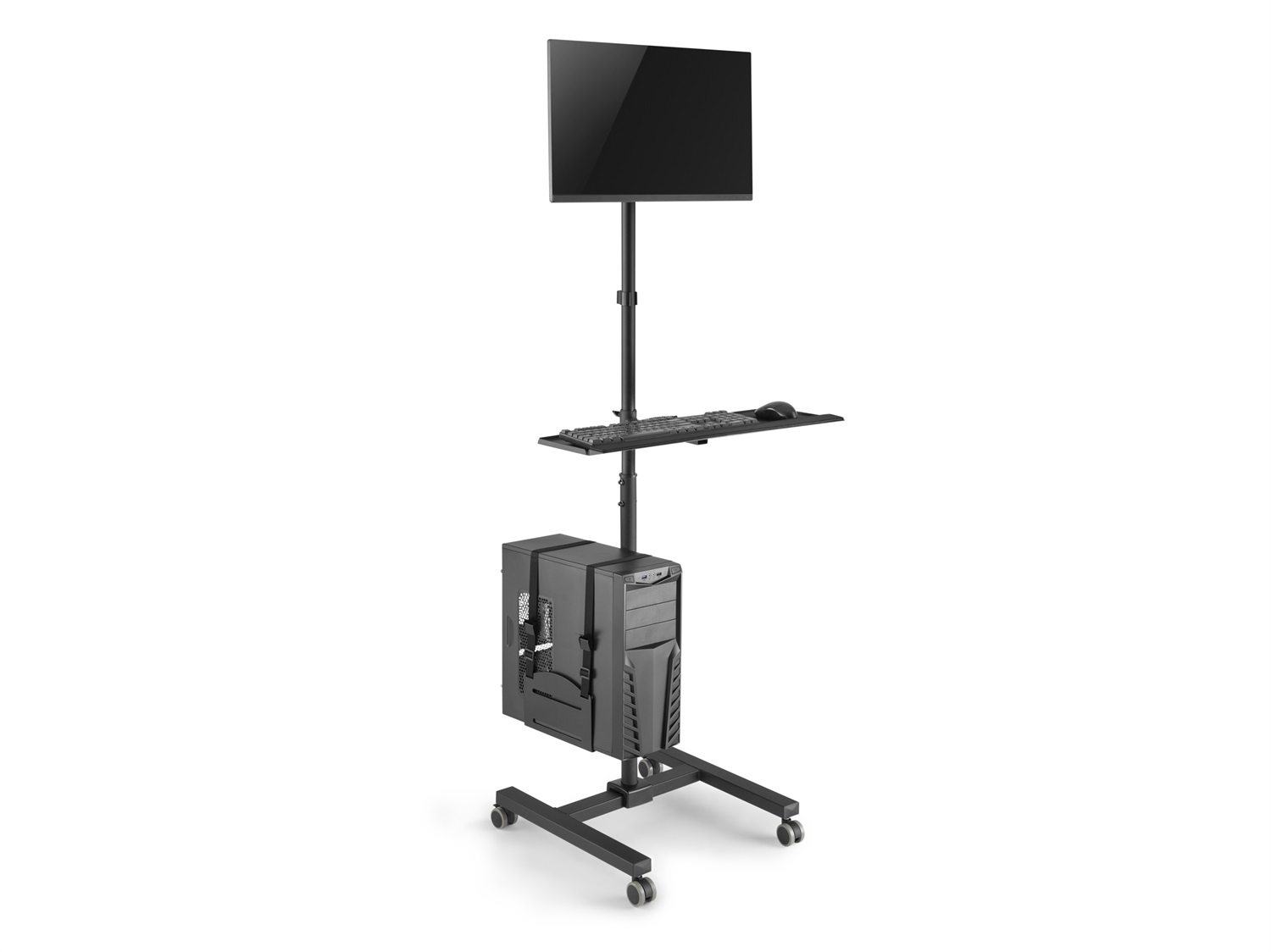 Equip 650171 Carrello Multimediale e Supporto per Monitor Singolo 17''-32'' - Nero, Capacità 8kg, Altezza 1780mm