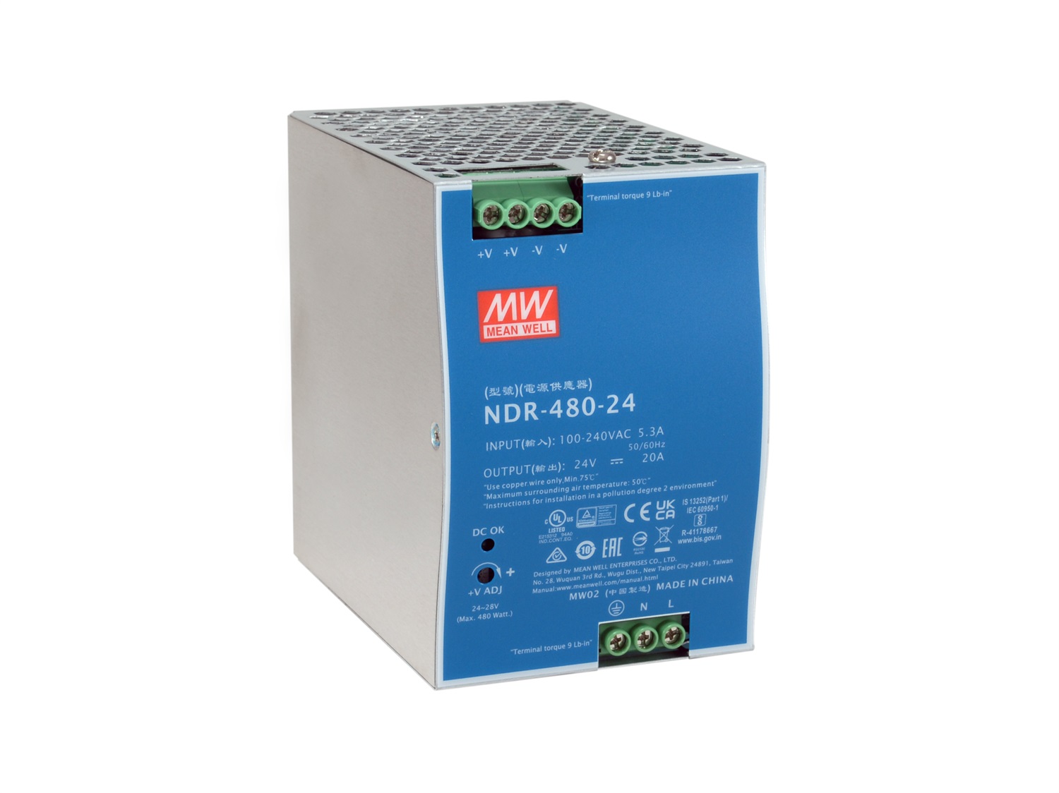LevelOne POW-2462 Alimentatore per Computer 480 W Blu e Argento