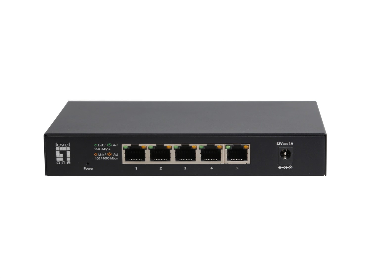 LevelOne GEU-0525 Switch di Rete Non Gestito 5 Porte 2.5G Ethernet (100/1000/2500) Nero - Full Duplex, Montabile a Parete