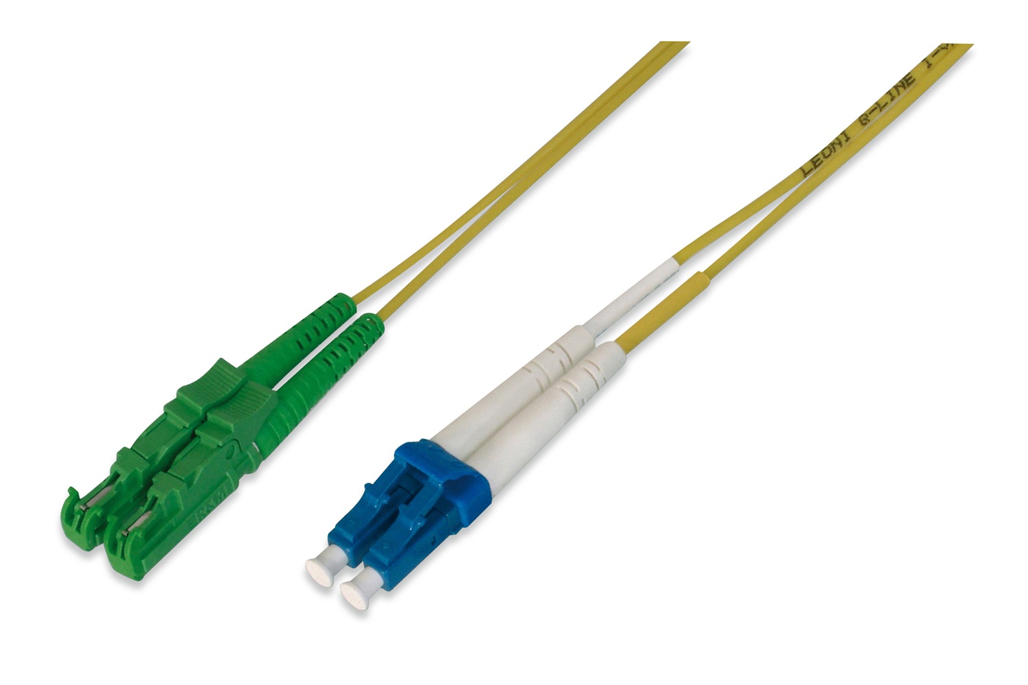 Digitus Cavo patch LWL E2000 (8° APC) a LC (UPC) - Monomodale, Duplex, 2 m, OS2, 1/10 Gbit/s, Fibra Ottica Gialla