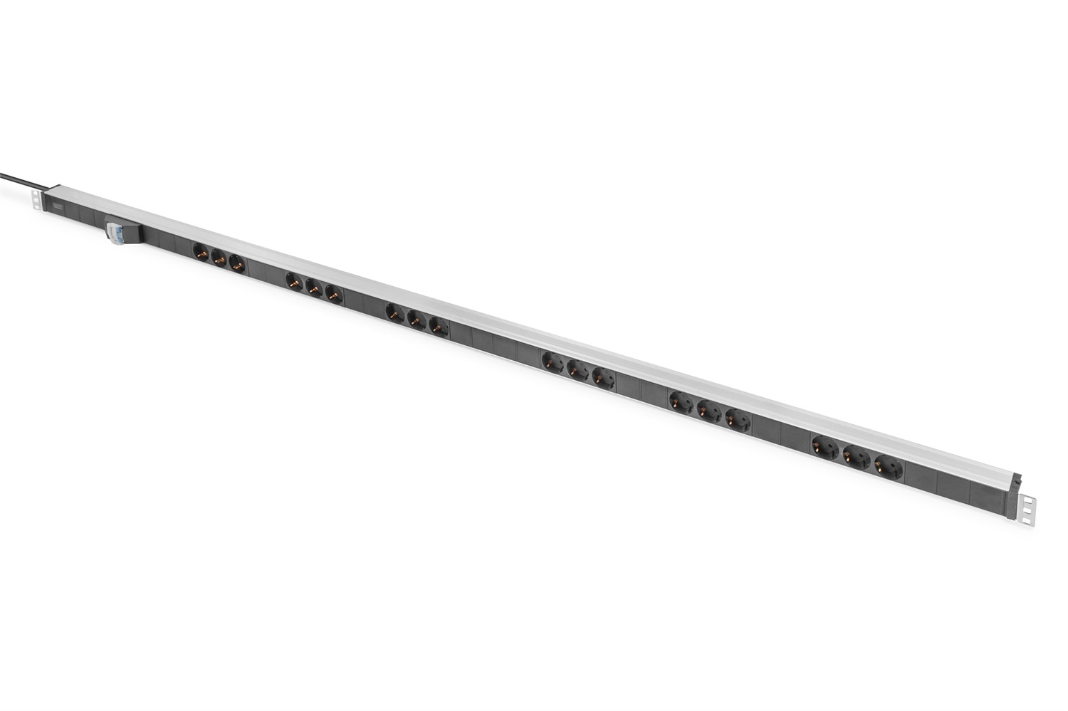 Digitus A-19-STRIP42-1 Ciabatta Multipla in Alluminio con 9 Prese Tipo F, Protezione dalle Sovratensioni e Spina di Sicurezza, 220/250 V, 3600 W