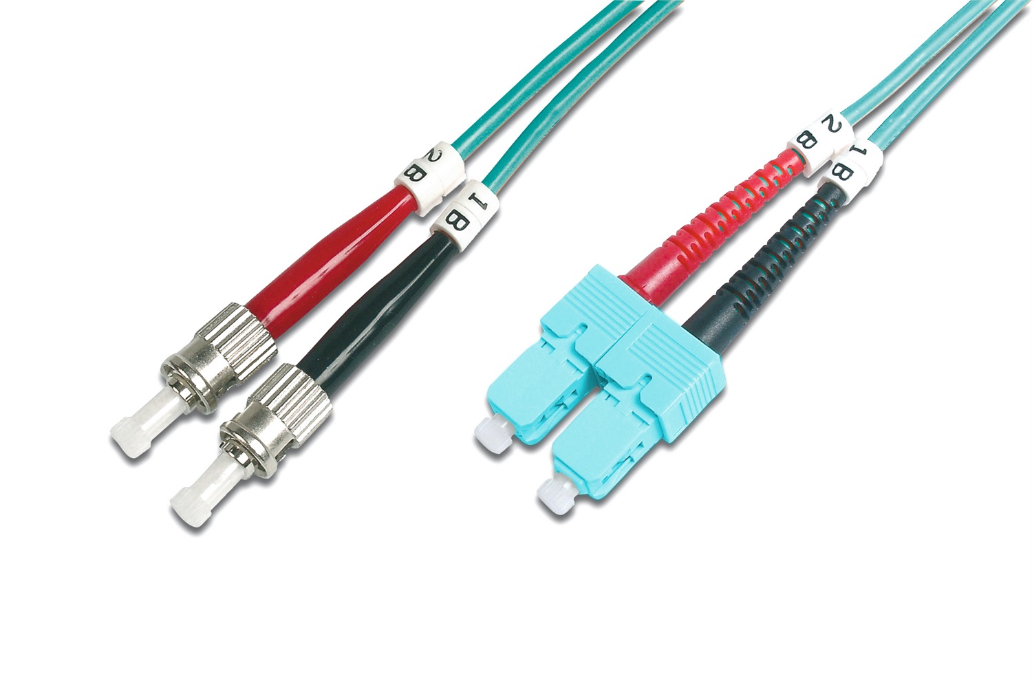 Digitus DK-2512-02/3 - Cavo In Fibra Ottica Multimodale OM3 - 2 m - ST a SC - Duplex - 1/10/40/100 Gbit/s - 50/125 µ - Turchese (Aqua)