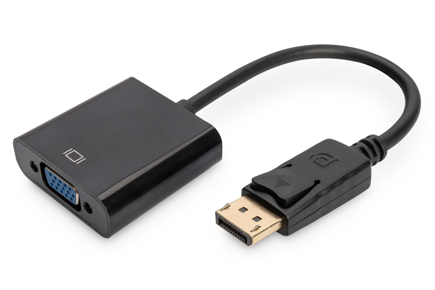 Digitus Cavo Adattatore DisplayPort DP 1.2 Maschio a VGA 15 Poli Femmina, Lunghezza 0,15 m, Doppia Schermatura, Supporto Risoluzioni Fino a 1920 x 1200p