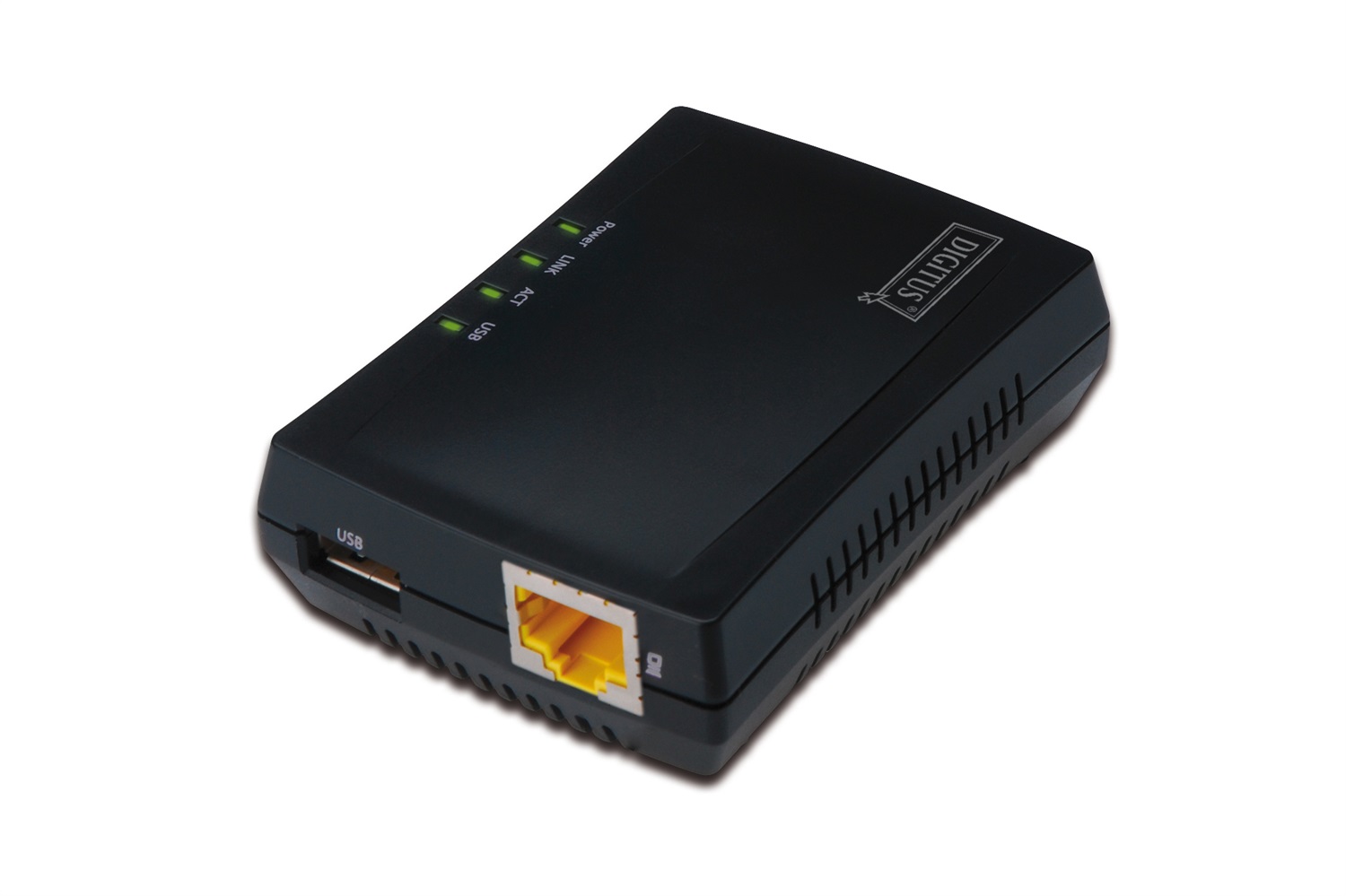 DIGITUS Server di rete USB Fast Ethernet Multifunzione 1 Porta USB 2.0, Rete 10/100 Mbps, RJ45, Nero