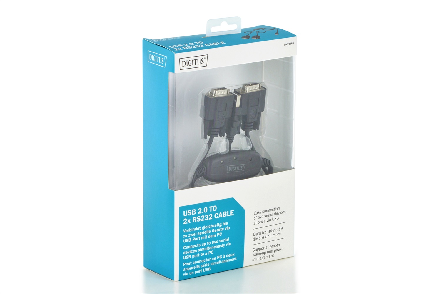 Digitus Cavo USB 2.0 a 2x RS232 DB-9 Maschio, 1,5 m, Chipset FTDI