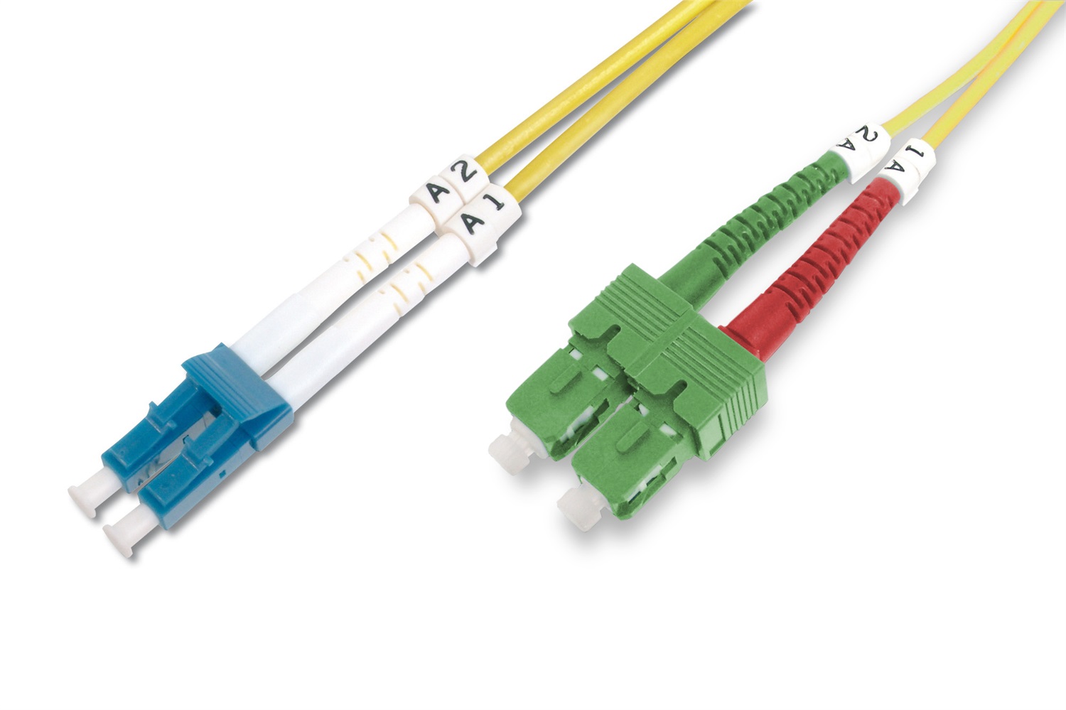 DIGITUS DK-292SCA3LC-01 - Cavo In Fibra Ottica Monomodale OS2 - 1 m - SC (APC) a LC (PC) - Duplex - 1/10 Gbit/s - 9/125 µ - Giallo