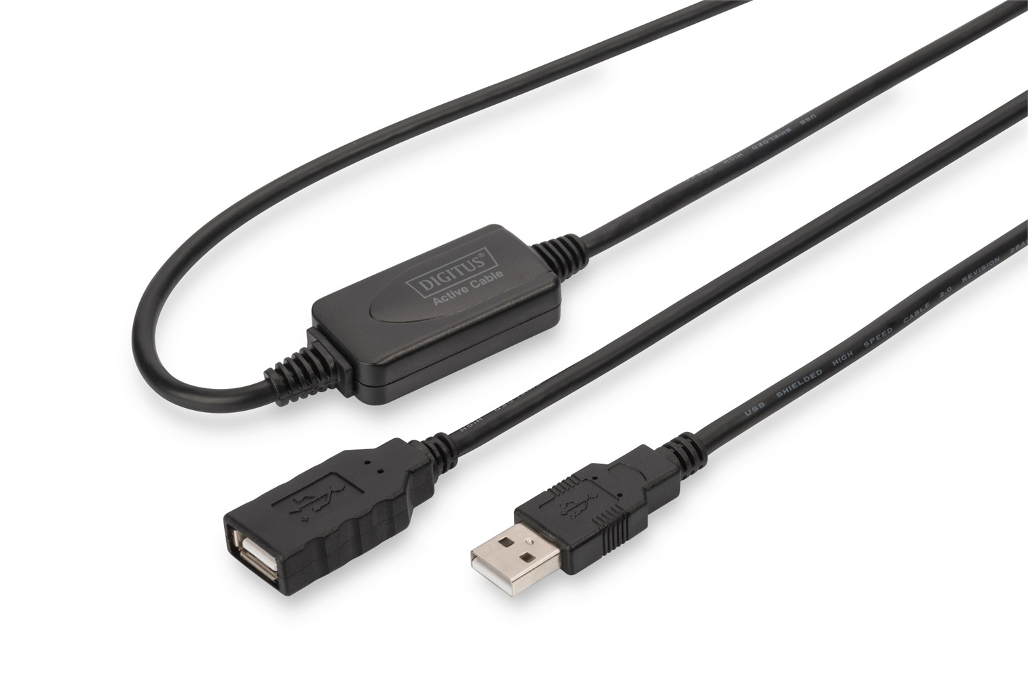 Digitus Cavo di Prolunga Attivo USB 2.0 - 10 m, USB A a USB A, Fino a 480 Mbit/s, Nero, Plug & Play