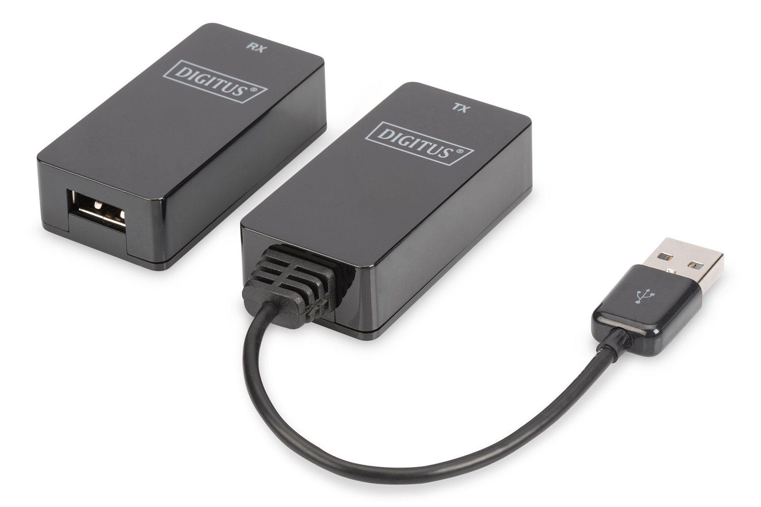 Digitus Estensore di Linea USB fino a 45 m - USB 1.1 - Cavo Cat-5 - Plug & Play - Nero