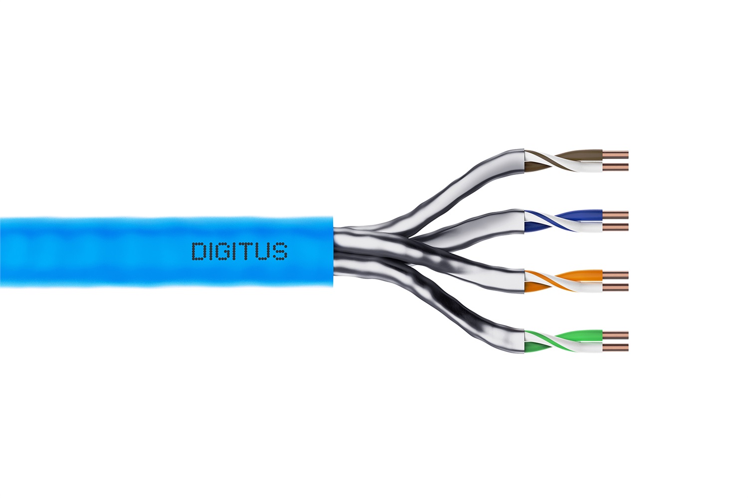 Digitus Cavo di Installazione a Doppino Intrecciato CAT 6A U-FTP, 100 m, Blu, Schermatura U/FTP, Fino a 10 Gbit/s