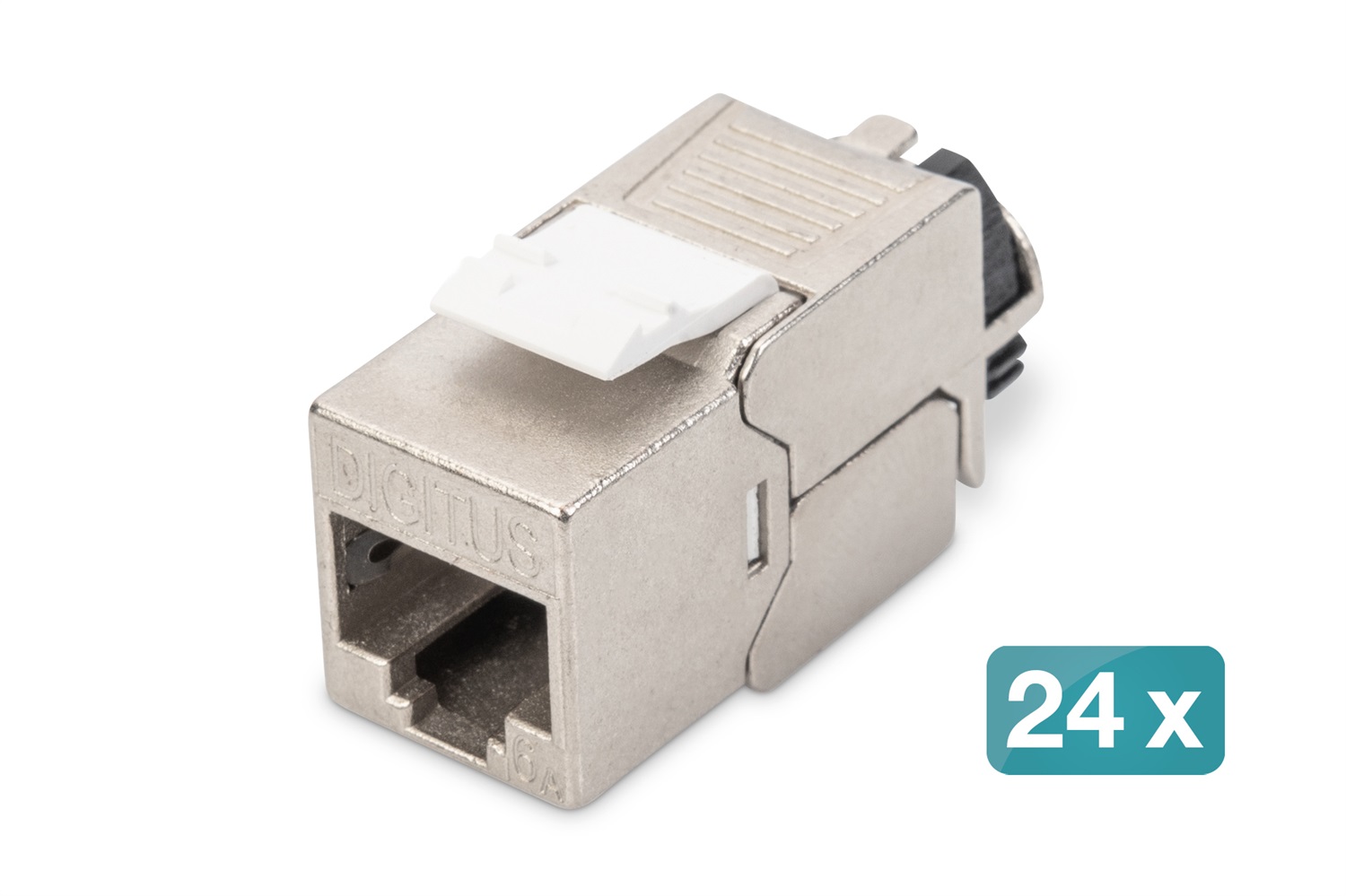 DIGITUS Modulo Keystone CAT 6A Schermato - 24 Pezzi - Jack RJ45 - 500 MHz - 10GBase-T - Progettabile con Leva di Bloccaggio e Montaggio Senza Attrezzi