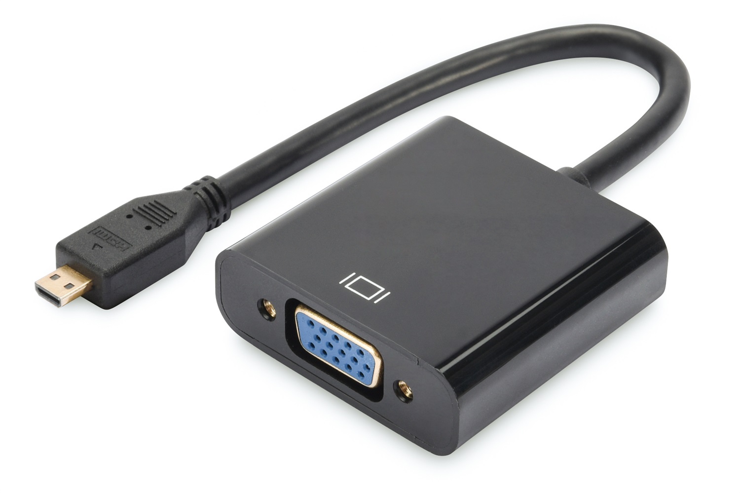 Digitus DA70460 Adattatore Micro HDMI a VGA - Converte segnali video e audio, Risoluzione 1920 x 1080, Compatibile con monitor e proiettori