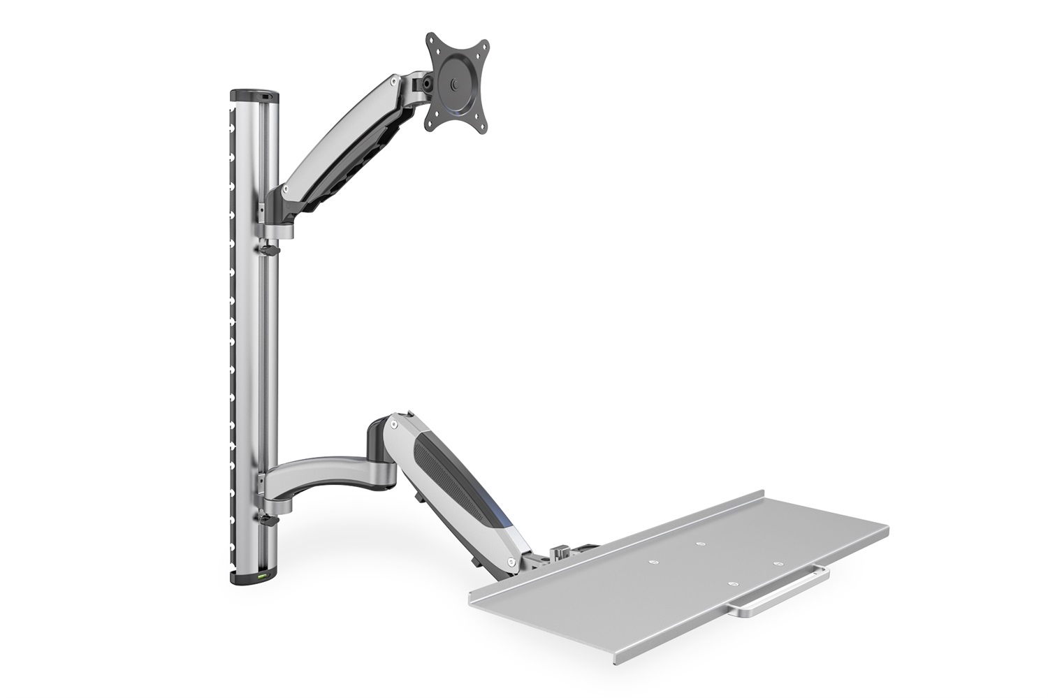 Digitus DA-90354 Supporto a Parete per Monitor e Tastiera - Fino a 27' - Regolazione Flessibile - VESA 75x75, 100x100 - Argento