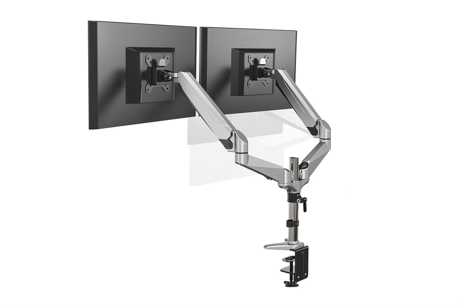 Digitus DA-90353 Supporto da Tavolo per Due Monitor LCD/LED con Molla a Gas - Fino a 27 Pollici, VESA 75x75 e 100x100, Carico Massimo 16 kg