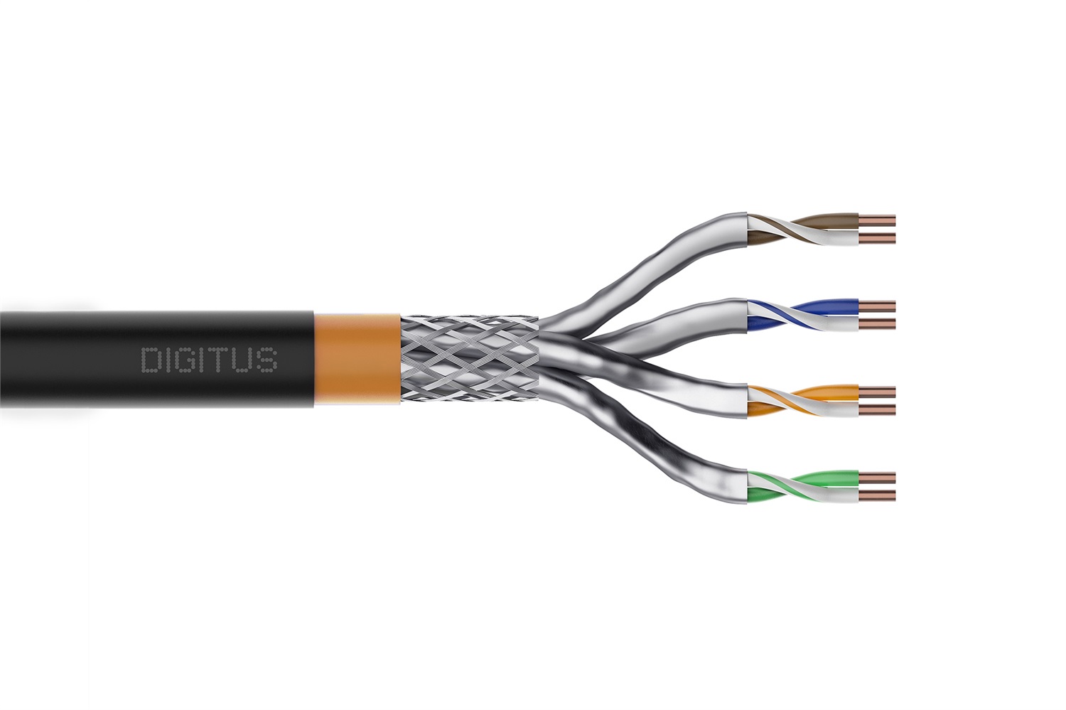 Digitus Cavo Solido Doppia Schermatura S/FTP Cat.7, 100 m, Guaina PE, Nero, Installazione Esterna/Sotterranea, Frequenza 1200 MHz, Supporto PoE
