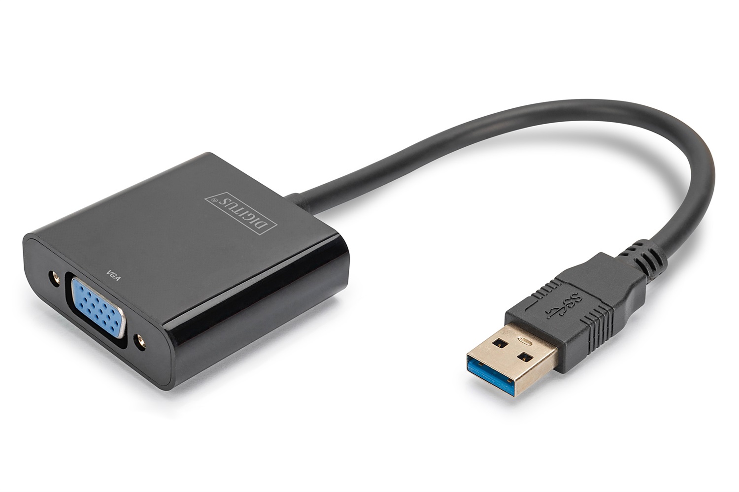 Digitus Adattatore USB 3.0 a VGA - Risoluzione 1920 x 1080 Pixel, Alimentato via USB, Colore Nero