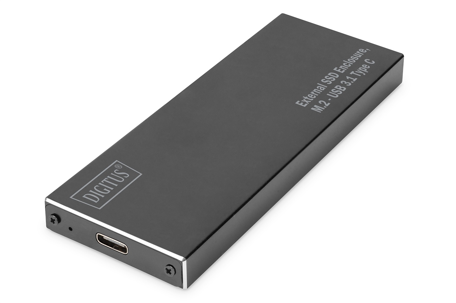 DIGITUS Alloggiamento Esterno SSD M.2 SATA - USB 3.1 Type-C™ - Fino a 10 Gbit/s - Supporta Moduli 2280, 2260, 2242, 2230 - UASP - Cavo Incluso - Nero
