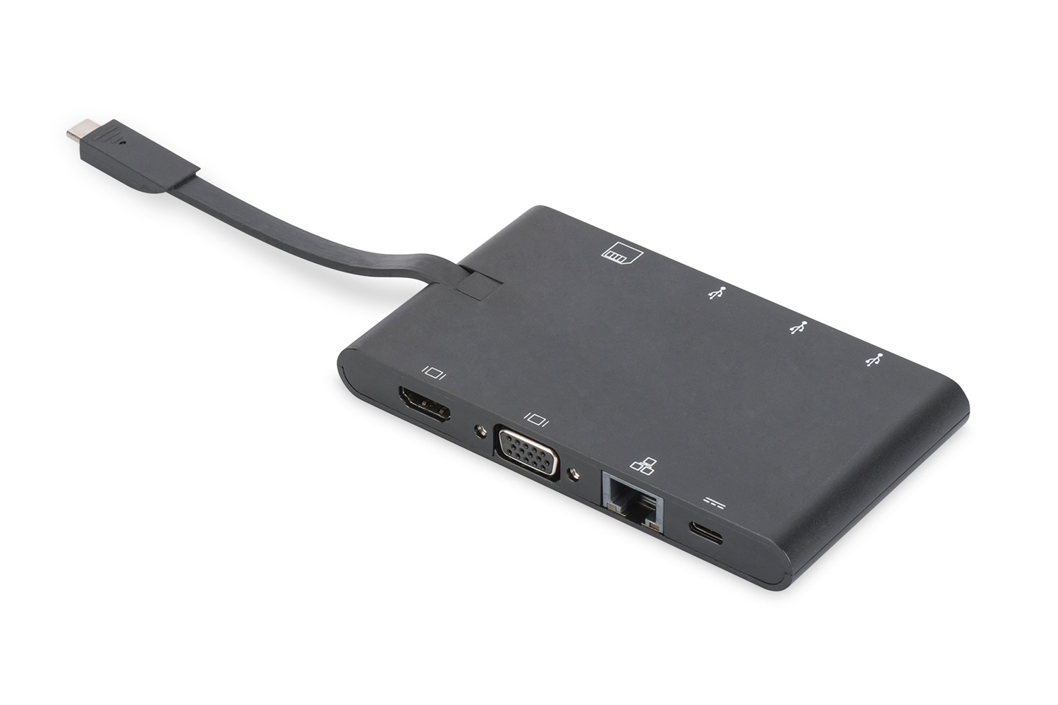 Digitus DA-70865 Docking Station Universale da Viaggio USB Type-C con 9 Porte, HDMI e VGA, Nero
