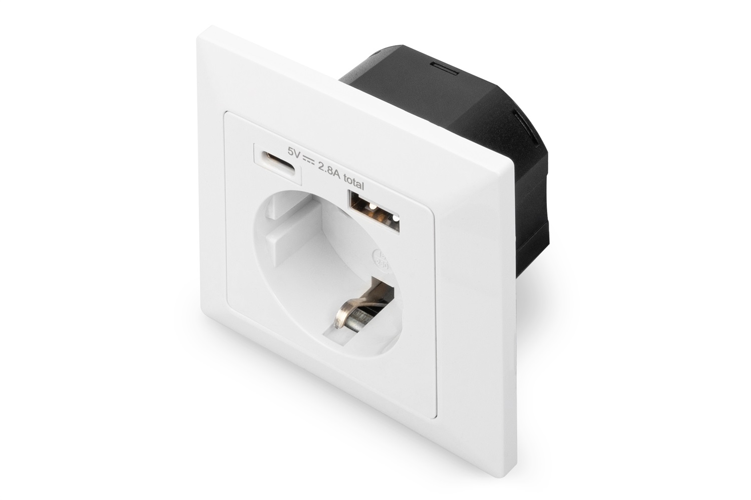 Digitus Presa di Sicurezza da Incasso Bianco con 1 USB Type-C e 1 USB A