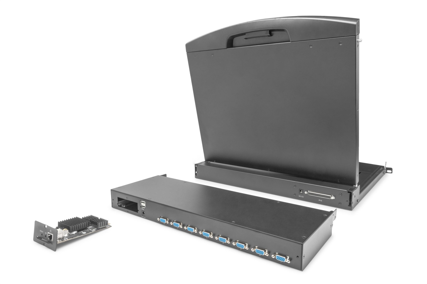 Digitus Commutatore KVM modulare 8 porte DS-72213, USB e VGA, Nero, 1U