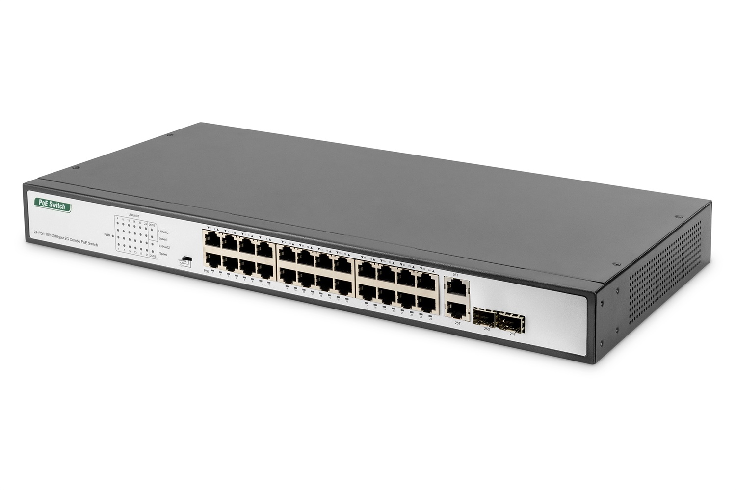 Digitus Switch di rete Fast Ethernet PoE a 24 porte DN-95343 - Non gestito, 8,8 Gbit/s, 390 Watt