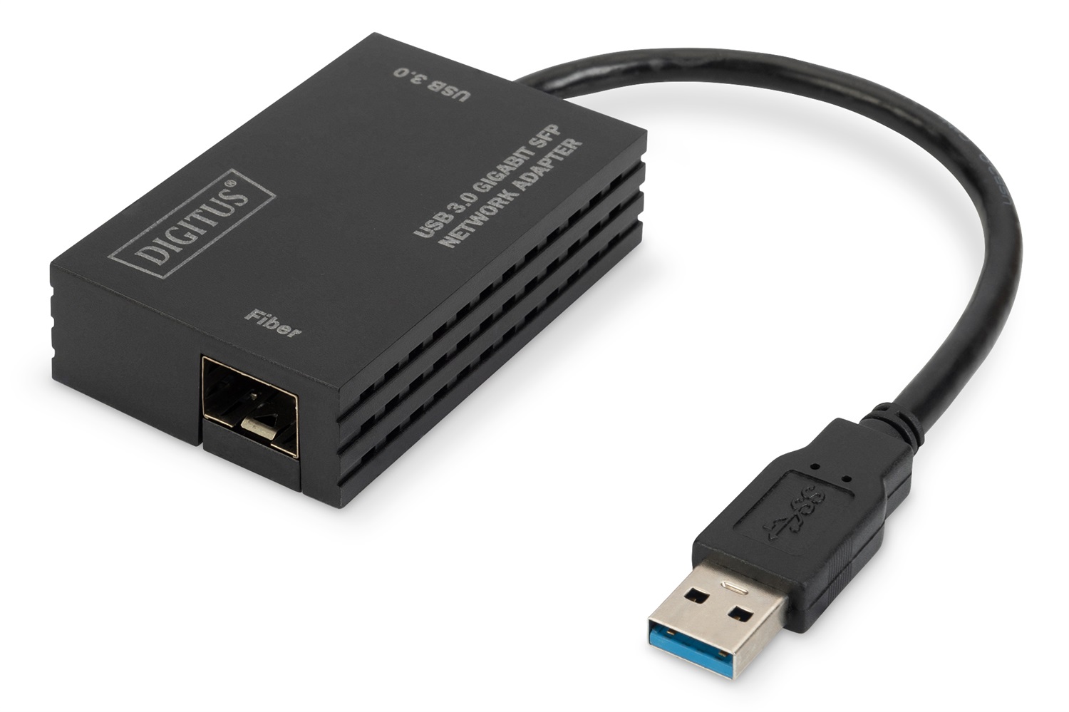 Digitus Adattatore di rete USB 3.0 Gigabit SFP - Modello DN-3026, Colore Nero, Dimensioni 45x71x18 mm