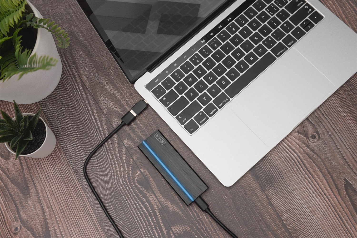 Digitus Alloggiamento Esterno per M.2 NVMe PCIe SSD, USB 3.1 Type-C™, Box SSD fino a 10 Gbit/s, Compatibile con M.2 2280/2260/2242/2230, Cavo USB-C Incluso, Nero