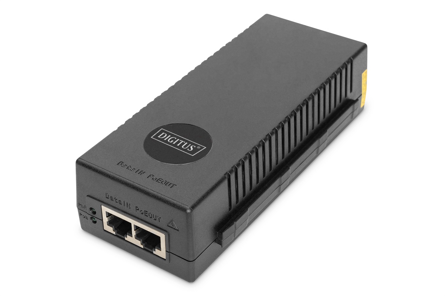 Digitus Iniettore PoE 10 Gigabit Ethernet, IEEE 802.3af/at, 30 W, Portata fino a 100 m, Rilevamento Automatico, Supporto 10G/5G/2,5G/10/100/1000 Base-T, Nero