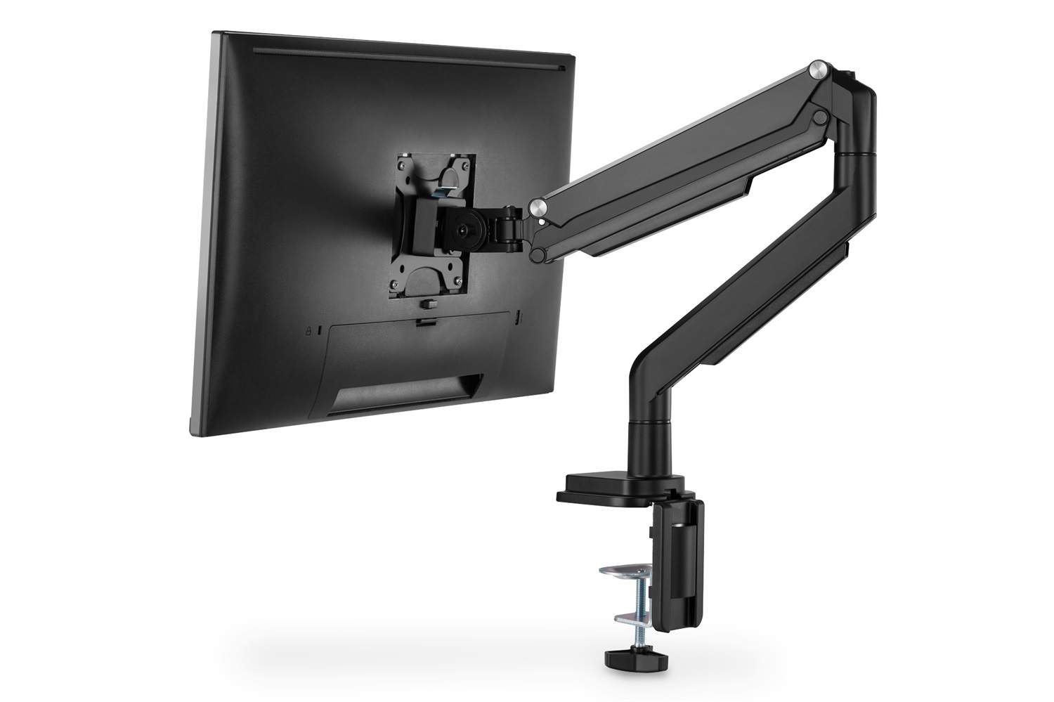 DIGITUS Supporto per Monitor Singolo con Molla a Gas - Fino a 32 Pollici, VESA 75x75/100x100, Nero, 9 kg Max
