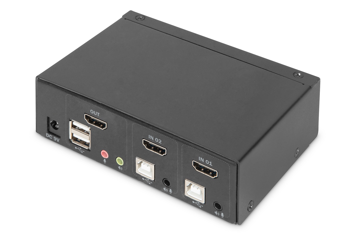 Digitus KVM Switch HDMI, 2 porte, schermo singolo UHD 4K (3840 x 2160), Hot-Key, Hub USB 2.0