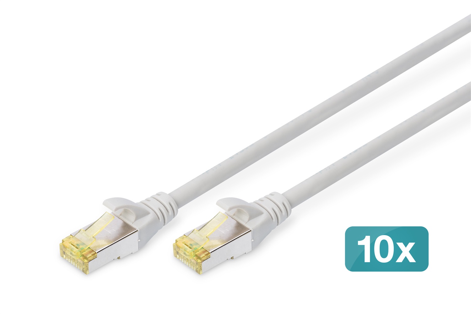 DIGITUS Cavo LAN Cat 6A S/FTP - 2m - 10 pezzi - RJ45 - Schermato - Compatibile con Cat-6 & Cat-7 - Grigio