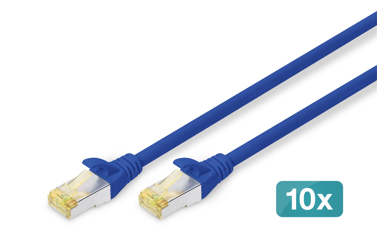 DIGITUS Cavo LAN Cat 6A S/FTP - 2m - 10 pezzi - RJ45 - Blu - Fino a 10000 Mbps