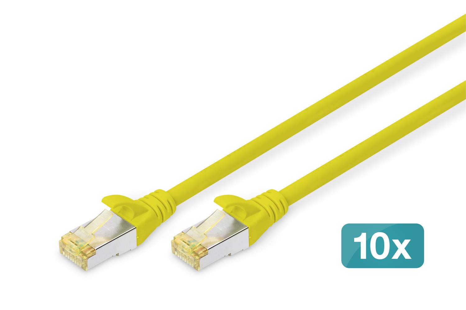 Digitus Cavo LAN CAT 6A S/FTP - 2m, 10 pezzi, RJ-45, Schermato, Compatibile con Cat-6 e Cat-7, Giallo