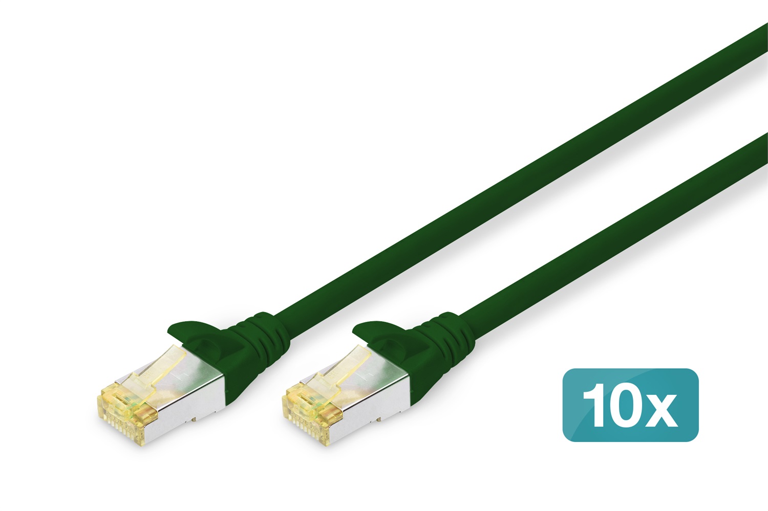 Digitus Cavo LAN Cat 6A S/FTP, 3m, 10 pezzi, RJ45, Schermato, Compatibile con Cat-6 e Cat-7, Verde