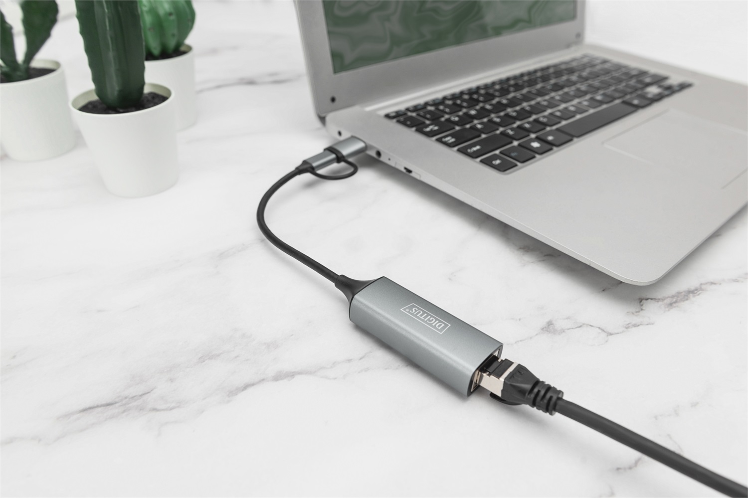 Digitus Adattatore Gigabit Ethernet USB Type-C™ 2.5G, USB-C™ USB A (USB 3.1/3.0), RJ-45, Grigio, Fino a 2,5 Gbps