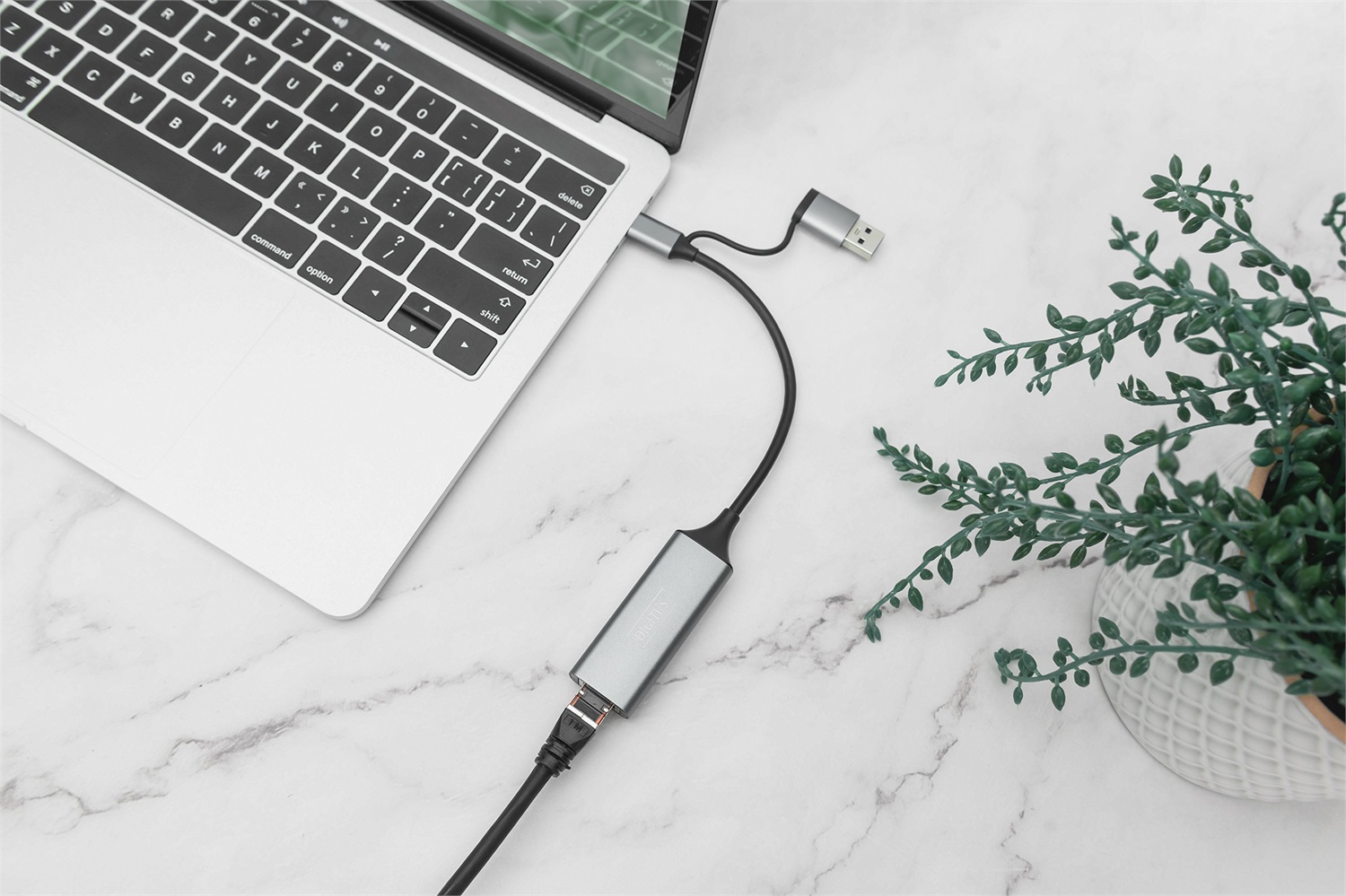 Digitus Adattatore Gigabit Ethernet USB Type-C™ 2.5G, USB-C™ USB A (USB 3.1/3.0), RJ-45, Grigio, Fino a 2,5 Gbps
