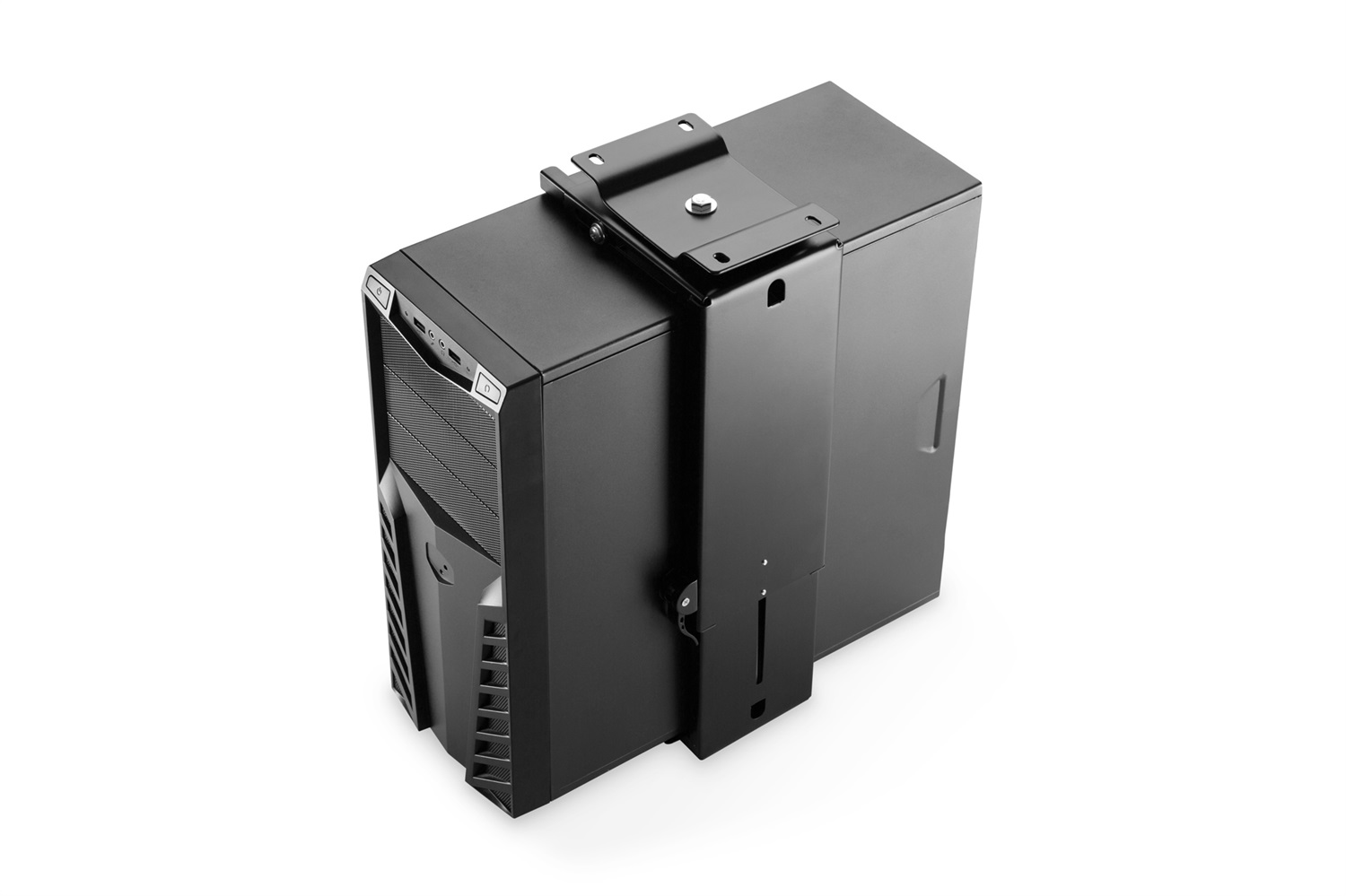 Digitus Supporto Universale per PC - Montaggio Sotto la Scrivania, Regolazione in Altezza e Larghezza, Capacità di Carico 10 kg, Nero