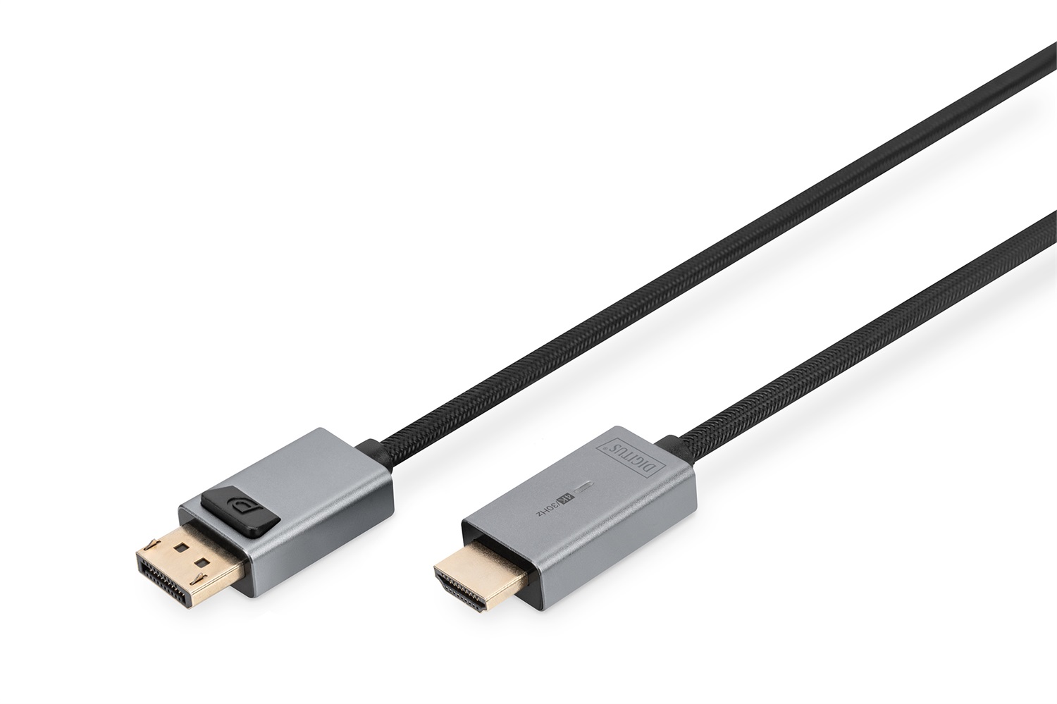 Digitus Cavo Adattatore DisplayPort 4K a HDMI Tipo A, 3 m, Maschio-Maschio, Alluminio con Rivestimento in Oro